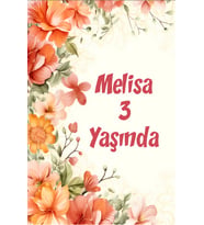 Çiçekler Temalı Doğum Günü Afişi -22 35X50 cm