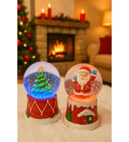 2 Adet Led Işıklı Mini Kar Küresi 6,5 cm – Noel Baba & Yılbaşı Çam Ağacı Dekoratif Işıklı Biblo