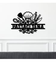 Pastacı - Fırın - Mutfak Temalı Kişiye Özel Dekoratif Tablo (Siyah)