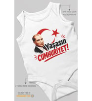 Yaşasın Cumhuriyet Sıfır Kol Bebek Body %100 Pamuk