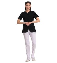 IRIS- Kadın Likralı Siyah Medikal Üniforma (Krem)