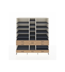 Kronos Dolap 19 Raflı 8 Çekmeceli  220x59x243 Aytaşı-Antrasit/Çam