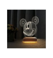 3D Ilizyon Gece Lambası, Çocuk Odası Dekoratif Işık, Mickey Fare Temalı (Krem)