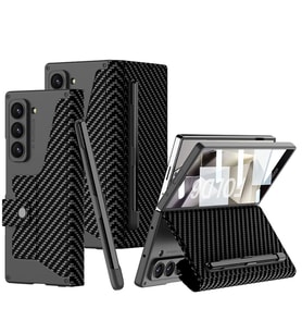 Galaxy Z Fold 6 Kılıf Kamera Korumalı Karbon Tasarımlı Zore Kıpta Kalem Bölmeli Fest Kapak
