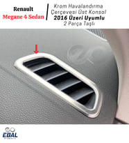 Renault Megane 4 Krom Havalandırma Çerçevesi Üst Konsol 2 Parça Taşlı 2016 Ve Üzeri Paslanmaz Çelik (Gümüş)