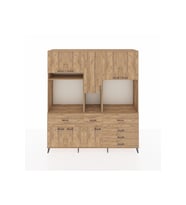 Hyperion Dolap 10 Raflı 6 Çekmeceli 8 Kapaklı 220x44x243 Çam-Çam/Çam