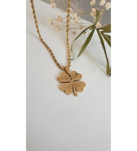 Çelik Kadın Kolye Çelik Yonca Kolye Kadın 316l Kararmaz Renk Garantilidir 14 K Gold 60 Cm 4 Isim Yazılabilir