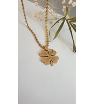 Çelik Kadın Kolye Çelik Yonca Kolye Kadın 316l Kararmaz Renk Garantilidir 14 K Gold 60 Cm 4 Isim Yazılabilir