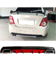 Chevrolet Aveo Sedan Kırmızı Difüzör Çiftli Kare Egzoz Görünümlü D Tip Difizör 2012 - 2016