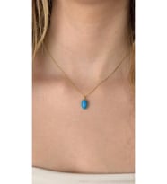 Aqua oval kolye 925 Ayar (Gold)