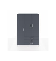 Hyperion Gardrop 6 Raflı 3 Çekmeceli Tek Askılı 132x44x195 Antrasit-Antrasit