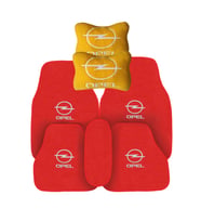 Opel Nakışlı Kırmızı Araç Oto Halı Paspas  Opel Sarı Araç Seyahat Oto Boyun Yastığı