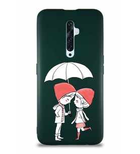Oppo Reno 2Z Soft Premier Kapak Aşk Tasarımlı Silikon Kılıf - Yeşil (Şeffaf)
