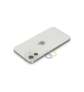 Newface Apple iPhone 12 Renkli Kamera Lens Koruma Cam - Sarı-Mavi