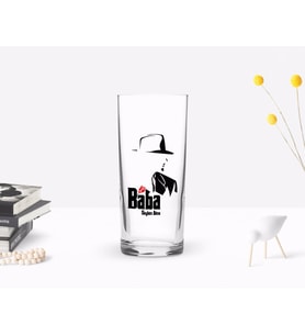 BK Gift Kişiye Özel Renkli Baskılı Godfather Baba Tasarımlı Rakı Bardağı-16 (Beyaz)
