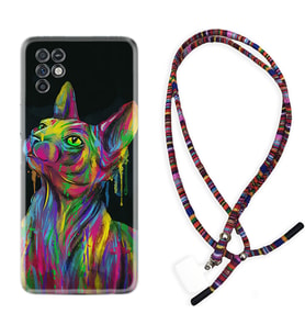 INFINIX Note 11 Pro Note 10 Hot 9 Play Kılıf Boyun Asklı Rasta Silikon Color Cat 1754