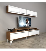 Decoraktiv Ekoflex 5 Mdf Silver Tv Ünitesi Tv Sehpası - Ceviz Beyaz (Beyaz - Kahverengi)