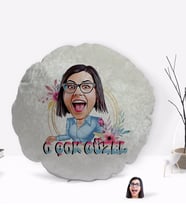 BK Gift Kişiye Özel O Çok Güzel Karikatürlü Yuvarlak Dekoratif Kırlent Yastık-1