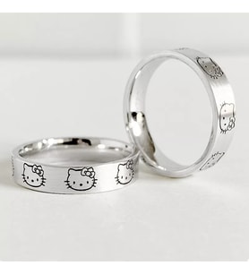 Kişiye Özel 925 Ayar Gümüş Tekli Hello Kitty Yüzük