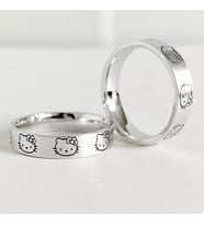 Kişiye Özel 925 Ayar Gümüş Tekli Hello Kitty Yüzük
