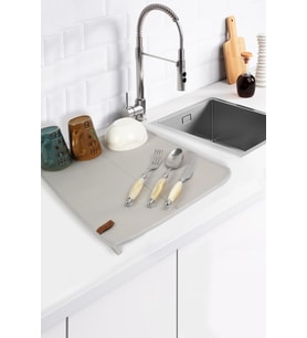 Basic Bulaşık Kurutma Matı 46x36 cm Kurulama Bezi Kurutma Örtüsü Tezgah Üstü Gri
