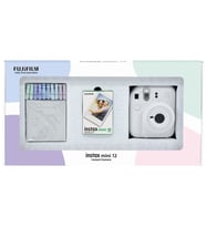 Instax mini 12 Beyaz Fotoğraf Makinesi 10'lu Film ve Mandal Bundle Box