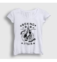 Presmono Kadın Beyaz Boxing Ufc Mma Hediye Boksör Boks T-Shirt 496261tt (Beyaz)