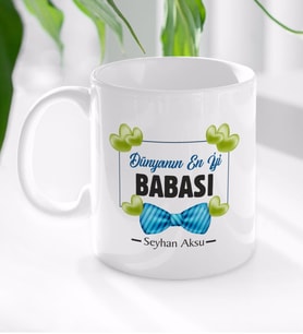 BK Gift Kişiye Özel Dünyanın En İyi Babası Tasarımlı Beyaz Kupa Bardak - Model 1