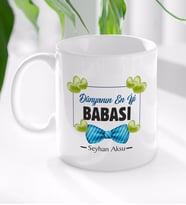 BK Gift Kişiye Özel Dünyanın En İyi Babası Tasarımlı Beyaz Kupa Bardak - Model 1