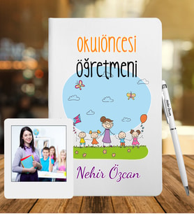 Okul Öncesi Öğretmenlerine Özel Defter Kalem & Fotoğraflı İnstagram Çerçeve Hediye Seti