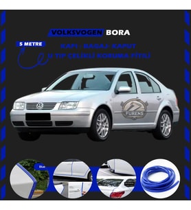 Volksvogen Bora Oto Araç Kapı Koruma Fitili 5metre Parlak Mavi Renk