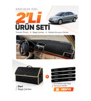 e-biz TOYOTA AVENSİS EKRANLI T250 (2003-2008) Uyumlu Torpido Örtüsü + Deri Çanta - Siyah-Bej - TO003