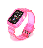 Apple Watch 40mm KRD-27 Şeffaf Renkli Transparan Silikon Kordon (Pembe)