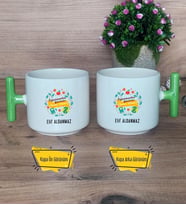 Öğretmenler Günü Hediyesi Kupa Bardak T Yeşil Kulplu Öğretmenler Günü Hediyesi