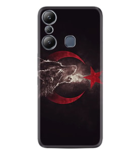 Infınix Hot 20i Kılıf Resimli Desenli Baskılı Silikon Kurt ve Ay Yıldız 1403