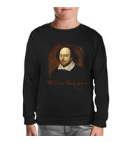 William Sheakspeare - Portre Siyah Çocuk Sweatshirt