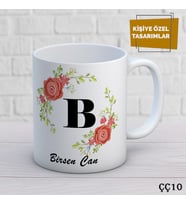 Çiçek Çerçeveli İsme Özel Kupa Bardak