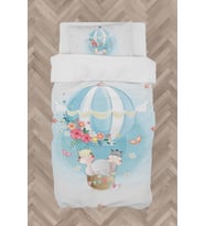 MEKTA HOME BEBEK VE ÇOCUK ODASI Fil ve Çiçekli Uçan Balon Desenli Nevresim Takımı