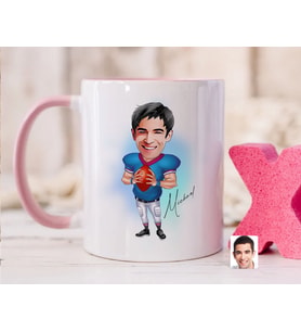 Bk Gift Kişiye Özel Amerikan Futbolcusu Karikatürlü Pembe Kupa Bardak-12, Sevgiliye Hediye, Arkadaşa Hediye
