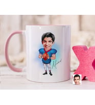 Bk Gift Kişiye Özel Amerikan Futbolcusu Karikatürlü Pembe Kupa Bardak-12, Sevgiliye Hediye, Arkadaşa Hediye