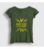 Presmono Kadın Haki Chicken Dinner Pubg T-Shirt 30043tt (Haki)