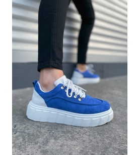Mavi Beyaz Cloud Bağcıklı Süet Erkek Günlük Sneaker Ayakkabı