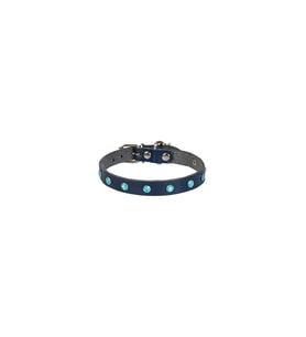 Cattie Gerçek Deriden El Yapımı Taşlı Kedi Boyun Tasması 1,2x25-29cm - Royal Blue