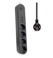 Akım Korumalı Isıya Dayanıklı 4 lü 2 Mt Uzatma 3 Adet USB 3402