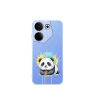 Tecno Camon 20 Pro ile Uyumlu Splash Panda Tasarımlı Şeffaf Silikon Kılıf