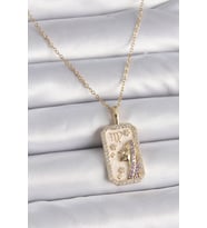 316L Çelik Gold Renk Zincir Başak Burcu Zirkon Taşlı Kadın Kolye 5886 - GLST2902-8621