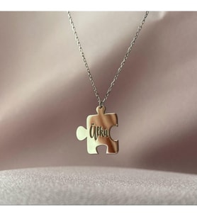 Kişiye Özel İsimli Puzzele Gümüş Kolye Özel Gün Hediyesi