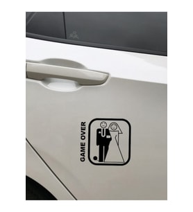 Game Over Evli Çift Oto Sticker 2 Adet 17*16 Cm