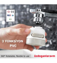 3 Fonksiyonlu Mutfak Lavabo Başlığı 360 Derece Döner Musluk Ucu