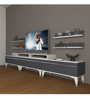 Decoraktiv Ekoflex 270R Mdf Silver Tv Ünitesi Tv Sehpası - Beyaz Antrasit (Beyaz - Antrasit)